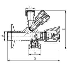 Ferro Dvojni ventil z rozeto CF5104 3/8 x 1/2 x 3/4