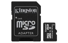 Kingston Industrial microSDHC pomnilniška kartica, 8 GB, 100MB/s, Class 10, UHS-I, U3, V30, A1 + SD adapter