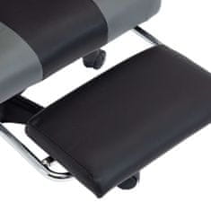 shumee Racing stol z oporo za noge sivo in črno umetno usnje