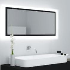Greatstore LED kopalniško ogledalo črno 100x8,5x37 cm iverna plošča