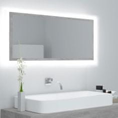 Greatstore LED kopalniško ogledalo betonsko sivo 100x8,5x37 cm iverna pl.