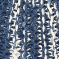 shumee Puff, ročno pleteno, modra in bela barva, 50x35 cm, volna