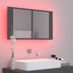 Greatstore LED kopalniška omarica z ogledalom siva 80x12x45 cm