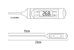 GreenBlue Termometer digitalni za hrano, LCD , -50°C - 300°C, črne barve