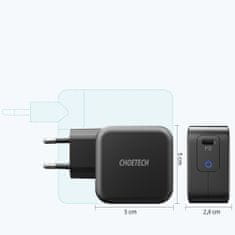 Choetech Q6006 GaN polnilnik USB-C 60W PD + kabel USB-C / USB-C 1.8m, črna