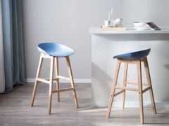 Beliani Komplet dveh barskih stolčkov svetlo modre barve MICCO