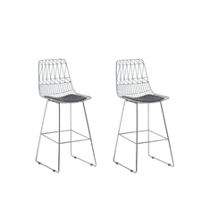 Beliani Komplet dveh barskih stolov v srebrni barvi PRESTON
