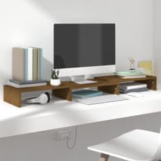 shumee Stojalo za monitor, medeno rjave barve, 80x24x10,5 cm, masivni bor