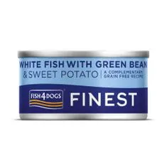 Fish4Dogs Konzervirana hrana za pse Finest z belo ribo, sladkim krompirjem in stročjim fižolom 85 g
