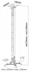 Reflecta TAPA 73-120cm stropni nosilec za podatkovni projektor bele barve