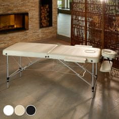 tectake Masažna miza z 2 območjema, oblazinjenje + torba Bela