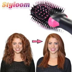 Električna krtača za sušenje ravnanje oblikovanje in volumen las; črno-roza 2v1 STYLOOM 2.0