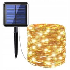 LTC Solarni LED niz 100 LED 10m IP65 600 mAh s senzorjem svetlobe toplo bela