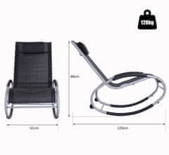 OUTSUNNY Outsunny vodoodporni gugalni stol, aluminijasti vrtni ležalnik s teksturo 117x62x91cm črn