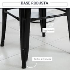 HOMCOM HOMCOM Komplet 4 zložljivih barskih stolčkov Visoki kuhinjski stoli, kovinski s snemljivim naslonom, industrijski dizajn z naslonom za noge, 44x49x116 cm, črni