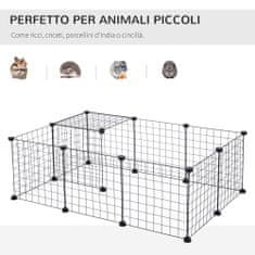 PAWHUT PawHut Kovinska in PP modularna ograja za mladiče in male živali, 12 panelov 35x35cm Črna