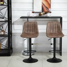 HOMCOM HOMCOM Komplet dveh barskih stolčkov v industrijskem slogu z naslonjalom, naslonom za noge in nastavljivo višino, iz rjave mikrovlaken