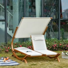 OUTSUNNY Outsunny Vrtni ležalnik Chaise Longue, 2-sedežni vrtni ležalnik s 3-stopenjskim nagibnim naslonom, streho in blazinami, 210x155x175cm, bež