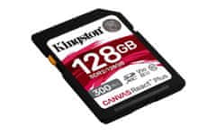 Kingston 128 GB Canvas React Plus SDHC UHS-II 300R/260W U3 V90 za Full HD/4K/8K