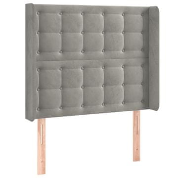 Vidaxl Vzglavje z ušesi svetlo sivo 93x16x118/128 cm žamet