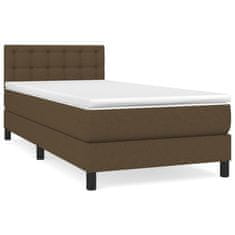 Vidaxl Box spring postelja z vzmetnico temno rjava 90x200 cm blago