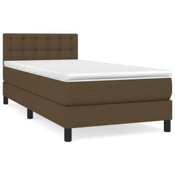 Vidaxl Box spring postelja z vzmetnico temno rjava 90x200 cm blago