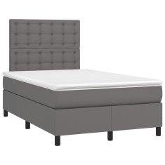 Vidaxl Box spring postelja z vzmetnico siv 120x200 cm umetno usnje