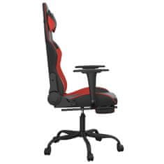 Vidaxl Gaming stol z oporo za noge črno in rdeče umetno usnje