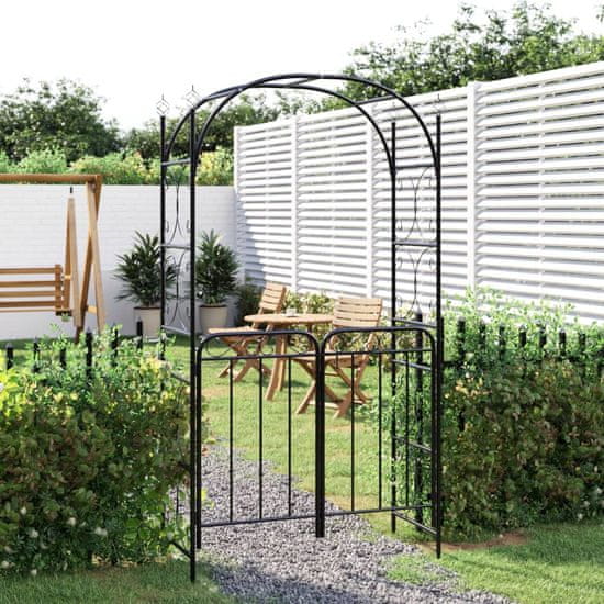 Vidaxl Vrtni obok z vrati črne barve 108x45x235 cm jeklo