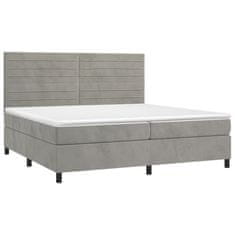 Vidaxl Box spring postelja z vzmetnico svetlo siva 200x200 cm žamet