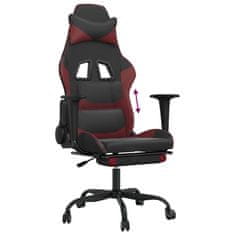 Vidaxl Gaming stol z oporo za noge črno in vinsko rdeče umetno usnje