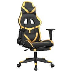 Greatstore Gaming stol z oporo za noge črno in zlato umetno usnje