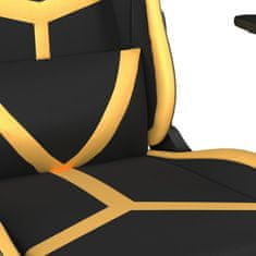 Vidaxl Gaming stol z oporo za noge črno in zlato umetno usnje