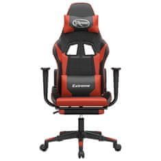 Vidaxl Gaming stol z oporo za noge črno in rdeče umetno usnje