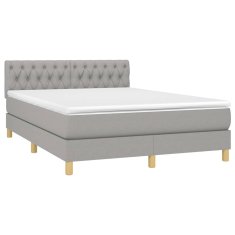 Vidaxl Box spring postelja z vzmetnico svetlo siva 140x200 cm blago