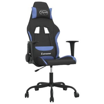 Vidaxl Vrtljiv gaming stol črno in modro blago