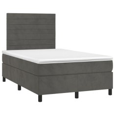 Vidaxl Box spring postelja z vzmetnico temno siva 120x200 cm žamet