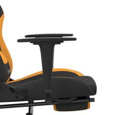 Vidaxl Vrtljiv gaming stol z oporo za noge črno in tem. rumeno blago