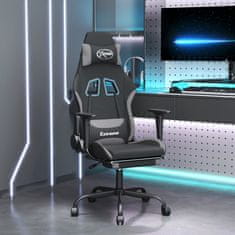 Greatstore Gaming stol z oporo za noge črno in svetlo siva blago