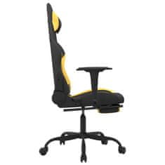 Greatstore Gaming stol z oporo za noge črno in rumeno blago