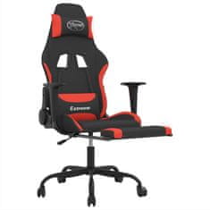 Vidaxl Gaming stol z oporo za noge črno in rdeče blago