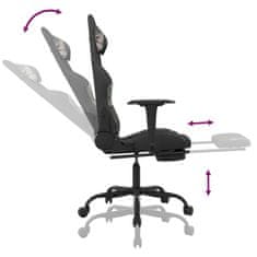 Vidaxl Gaming stol z oporo za noge črno in kamuflažno blago