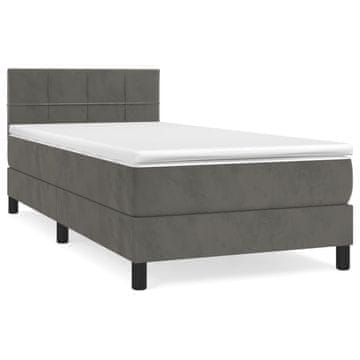 Vidaxl Box spring postelja z vzmetnico temno siva 80x200 cm žamet