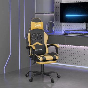 Vidaxl vidaXL igralni stol z naslonom za noge, črno-zlat, umetno usnje