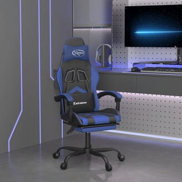Vidaxl vidaXL igralni stol z naslonom za noge, črno-moder, umetno usnje