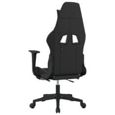 Vidaxl Gaming stol z oporo za noge črno in belo blago