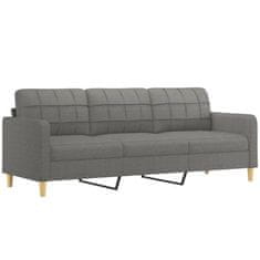 Vidaxl Trosed s stolčkom za noge temno siv 210 cm blago