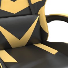 Vidaxl Gaming stol z oporo za noge črno in zlato umetno usnje
