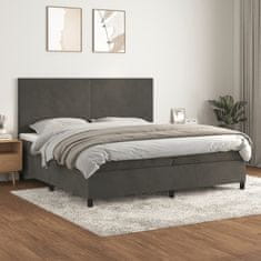 Vidaxl Box spring postelja z vzmetnico temno siva 200x200 cm žamet