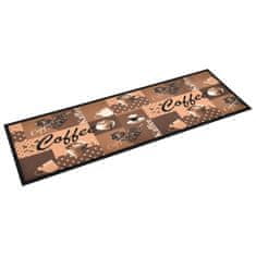 Vidaxl Kuhinjska preproga pralna motiv kave rjava 60x300 cm